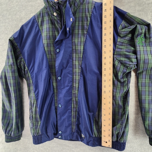 VTG ProQuip Jacket Mens Medium Blue Green Plaid Waterproof Hidden Zipper Tartan - Picture 7 of 16